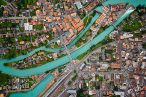 Interlaken, Ortszentrum, Aare, Berner Oberland, Luftbild, Kanton Bern, Schweiz Interlaken, Ortszentrum, Aare, Berner Oberland, Luftbild, Kanton Bern, Schweiz